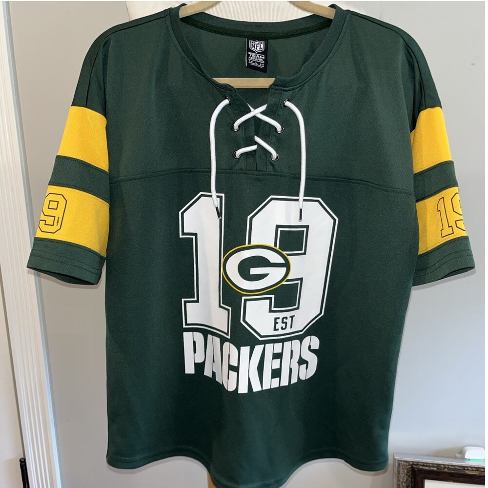 Green Bay Packers Penalty Box Lace Up Tee, Green Women’s Large